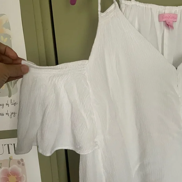 Lilly Pulitzer Cold Shoulder Blouse Sz M - Picture 3 of 9